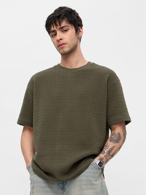 olive textured t shirt